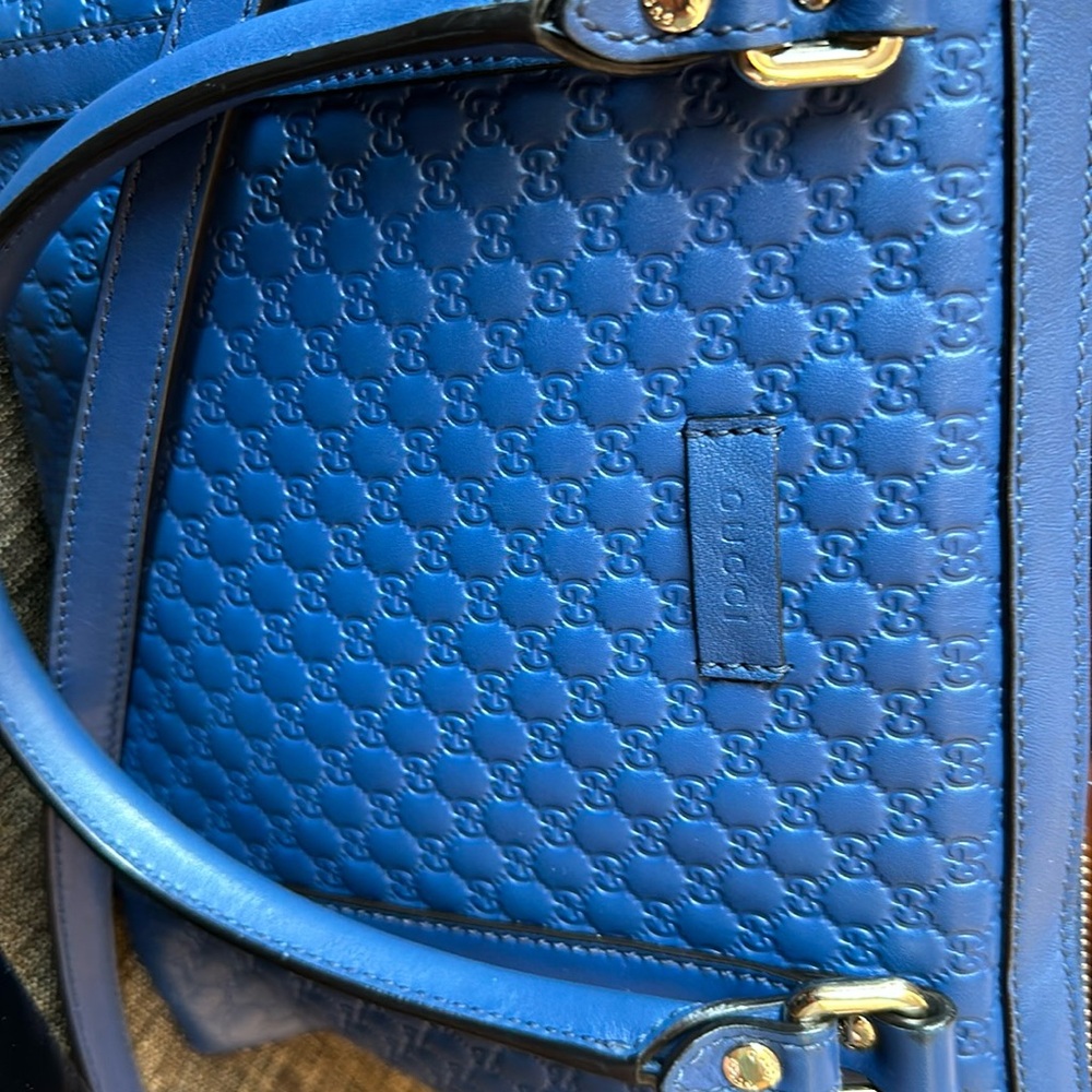 Gucci medium tote bag in blue microguccima